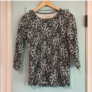 Rebecca Malone size M top black floral pattern